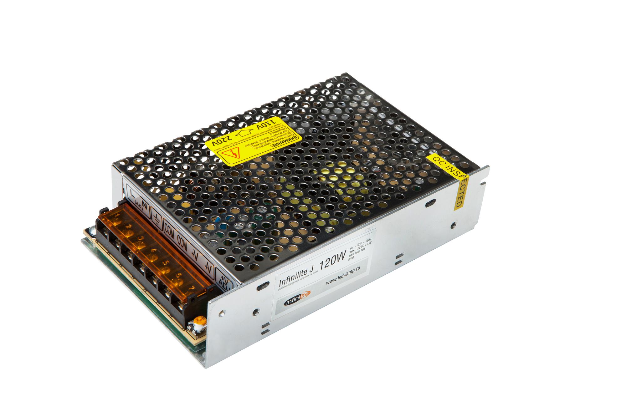Блок питания 120W, IP20, Infinilite для светодиодных лент, линеек, модулей, ламп, 12 В, DC, ток 10.00 A, 160 х 98 х 38 мм