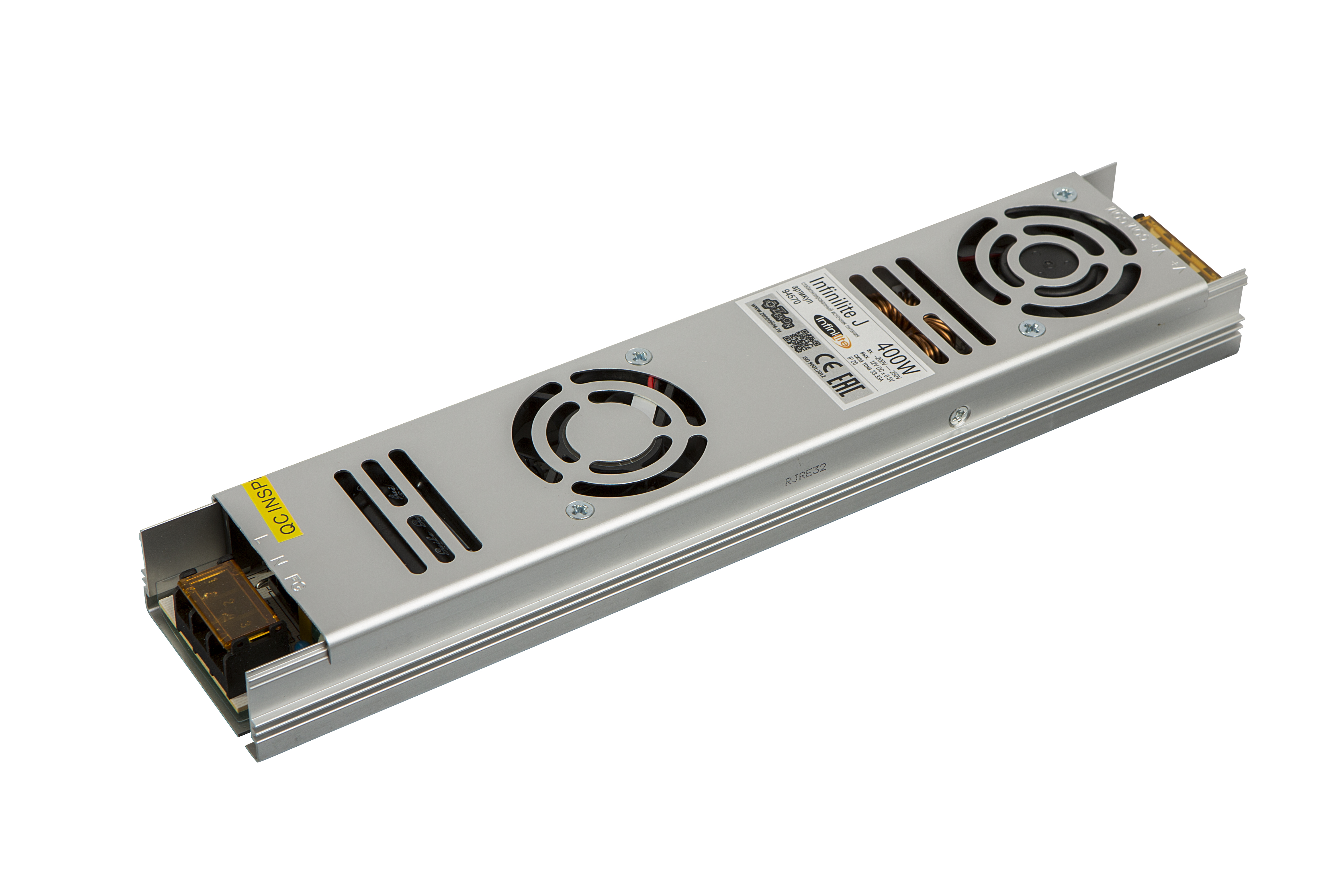 Блок питания 400W IP20 Infinilite для светодиодных лент, линеек, модулей, ламп, 12 В, DC, ток 33.33 A, интерьерный, Ultra