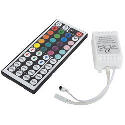 Контроллер, 3 канала RGB для создания световых эффектов, 12 В, IP20, 44 режима, < 2 А/канала, с ИК ДУ